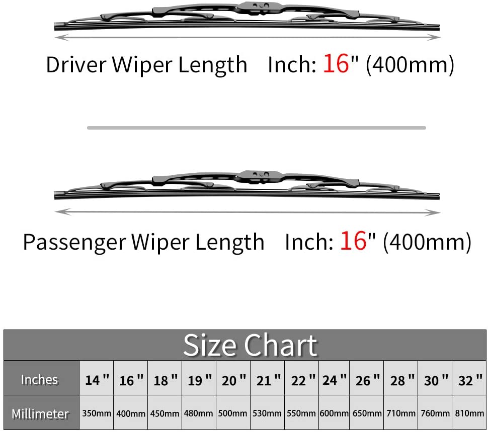 Replacement for Jeep Wrangler Windshield Wiper Blades - 16"+16" Front Window Wiper - fit 2018-2018 Vehicles - OTUAYAUTO Factory Aftermarket