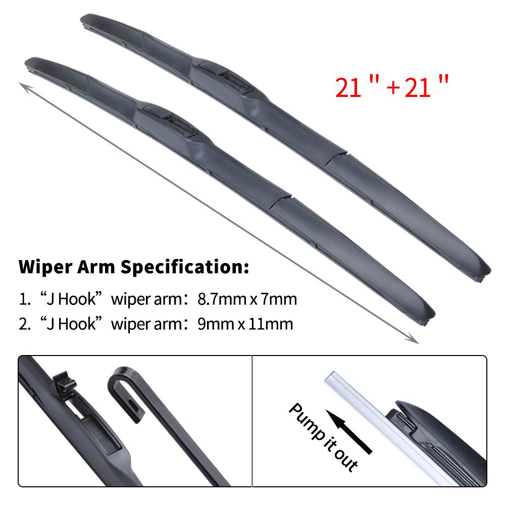 Replacement for 1999-2010 Grand Cherokee Windshield Wiper Blades - 21" + 21" Front Window Wiper - OTUAYAUTO Factory Aftermarket