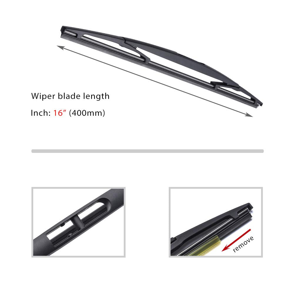 OTUAYAUTO Rear Windshield Wiper Blades - 2 Pieces of 16" Car Back Window Wiper - Replacement for Honda Odyssey 2005-2018, Subaru Impreza 2004-2014, Subaru Forester 2004-2005