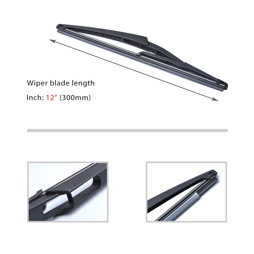 OTUAYAUTO Rear Windshield Wiper Blades - 2 Pieces of 12" Car Back Window Wiper - Replacement for Nissan Rogue Juke Pathfinder, Honda Civic, Infiniti QX60, Mercedes-Benz