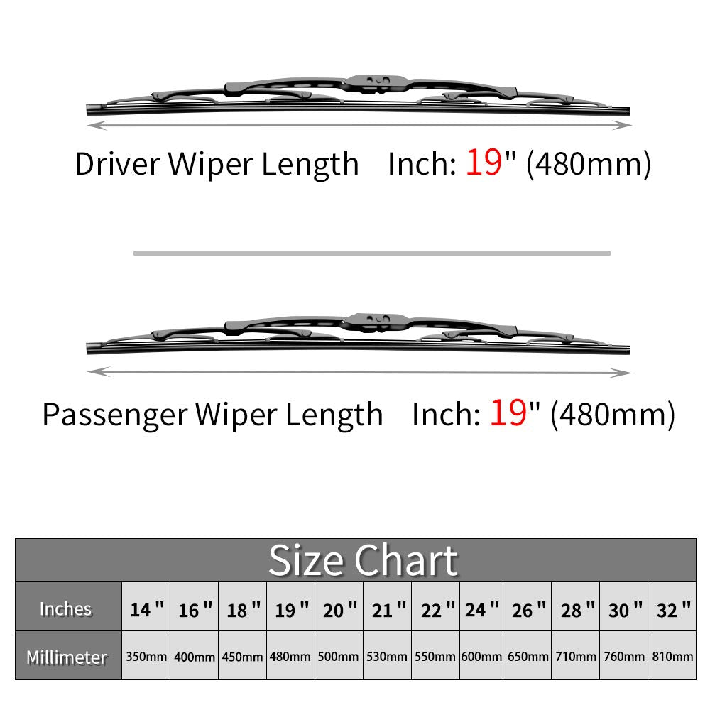 Replacement for Dodge Nitro Windshield Wiper Blades - 19"+19" Front Window Wiper - fit 2007-2011 Vehicles - OTUAYAUTO Factory Aftermarket