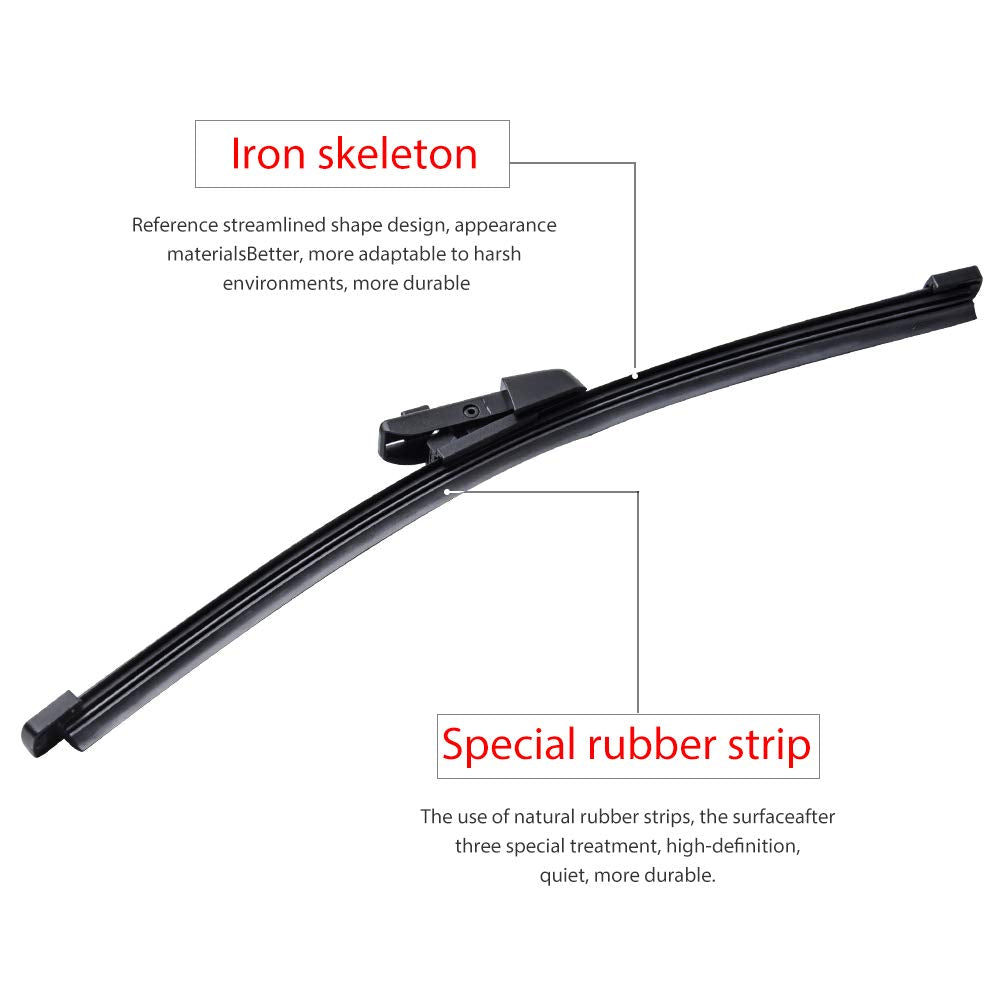 OTUAYAUTO Rear Windshield Wiper Blades - 2 Pieces of 11" Car Back Window Wiper - for VW Golf, Polo, GTI 2010-2018