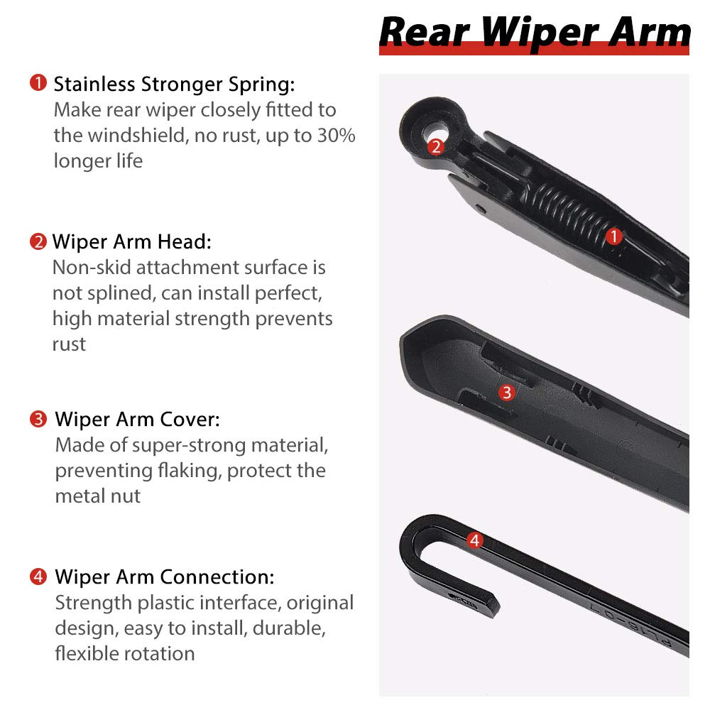 OTUAYAUTO 22759638 Rear Windshield Wiper Arm Blade Set - Replacement for 2012-2017 Chevrolet Equinox