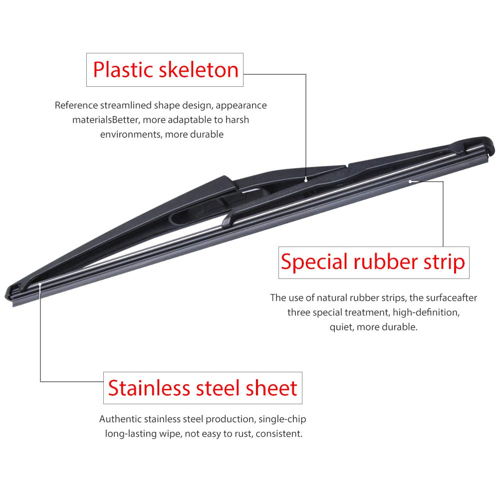 OTUAYAUTO Rear Windshield Wiper Blades - 2 Pieces of 12" Car Back Window Wiper - Replacement for Nissan Rogue Juke Pathfinder, Honda Civic, Infiniti QX60, Mercedes-Benz