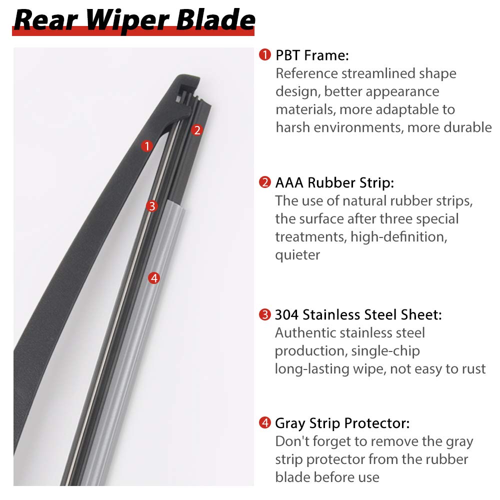 Replacement for Mercedes Benz ML Class ML350 W164 W166 Rear Wiper Arm Blade and Cap OEM