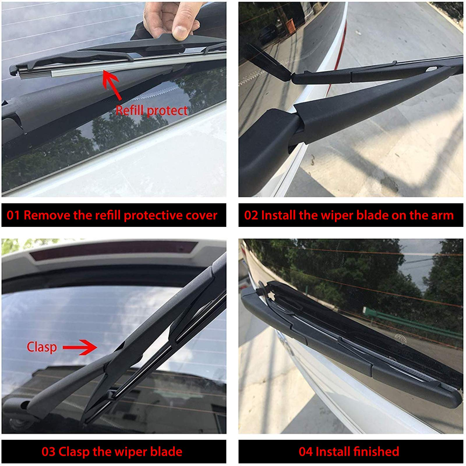 OTUAYAUTO 12" Rear Windshield Wiper Blades,Replacement for Honda Element Accord, Nissan Pathfinder Xterra Cube, 14-18 BMW X5, 07-13 Acura MDX, 12-18 Subaru Impreza, 14-18 Mazda 3 - 2 Pcs