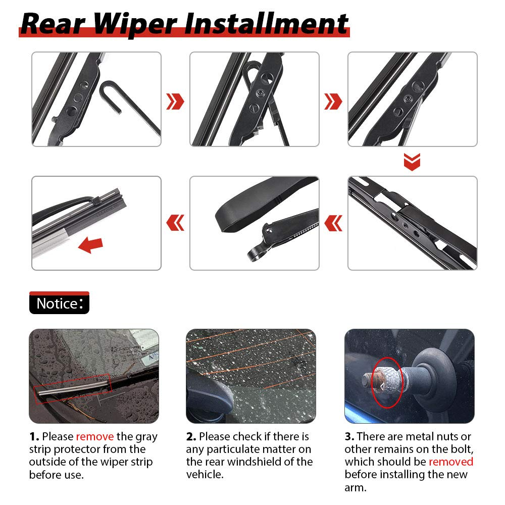 OTUAYAUTO 22759638 Rear Windshield Wiper Arm Blade Set - Replacement for 2012-2017 Chevrolet Equinox