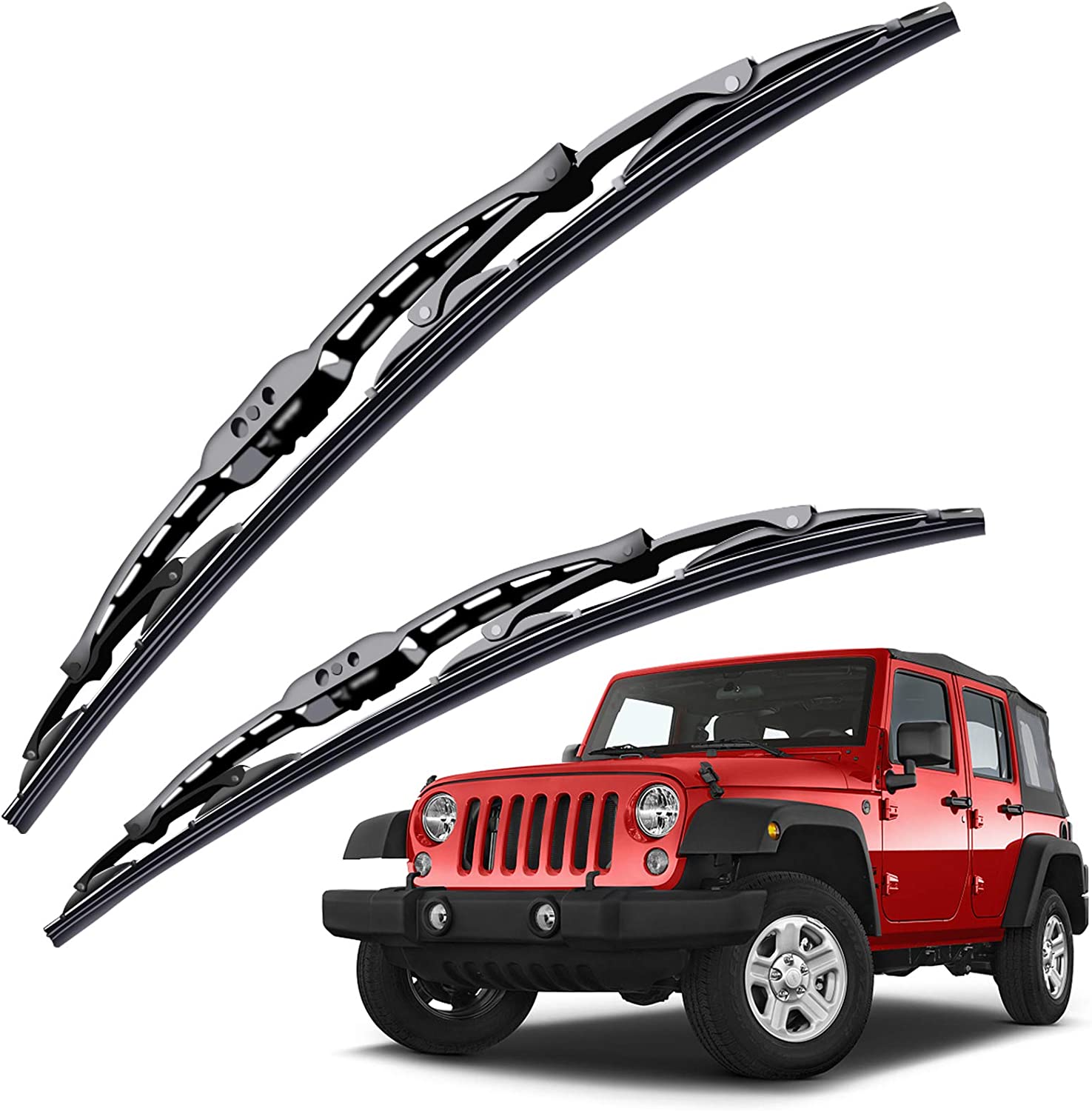 Replacement for Jeep Wrangler Windshield Wiper Blades - 15"+15" Front Window Wiper - fit 2007-2017 Vehicles - OTUAYAUTO Factory Aftermarket