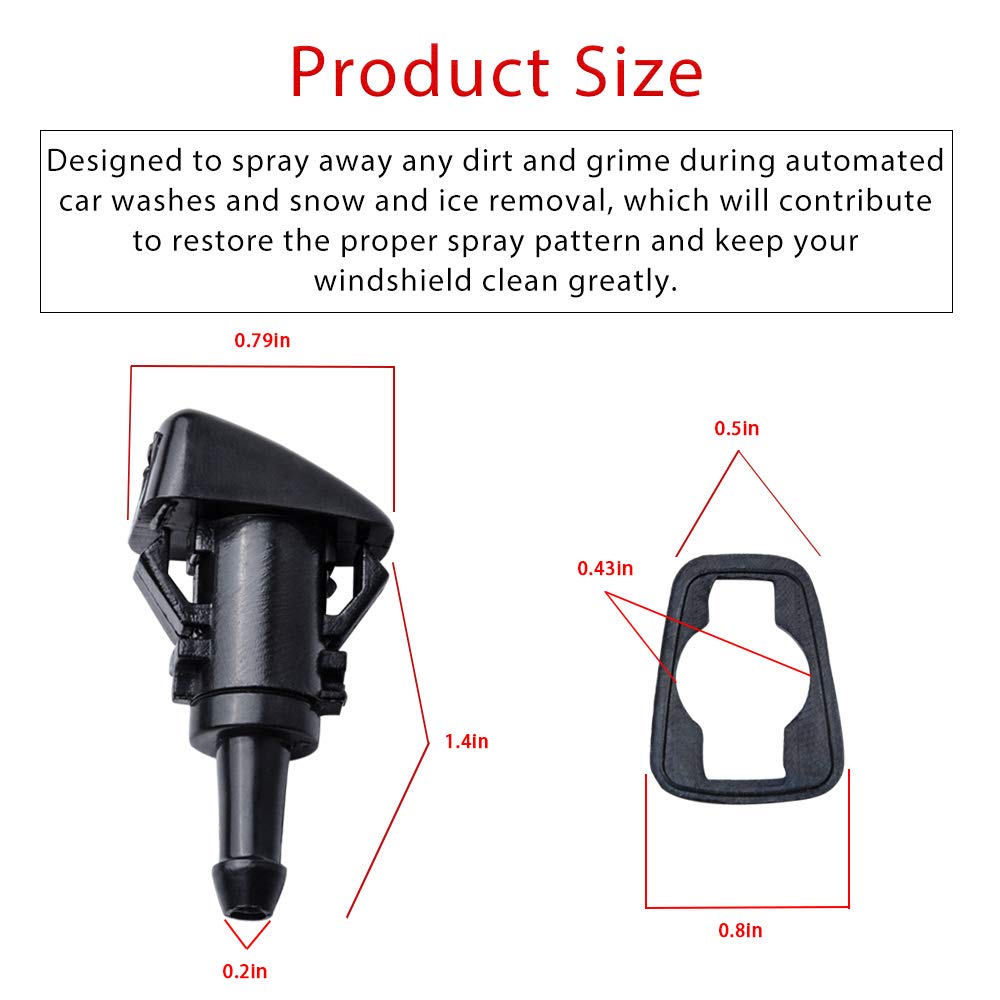 Windshield Wiper Fluid Washer Jet Spray Nozzle with Rubber Gasket