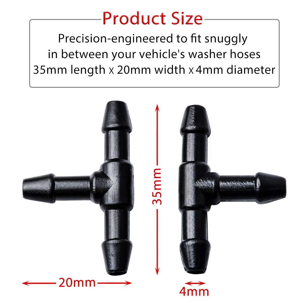 Windshield Washer Hose Connector, OTUAYAUTO Universal Windshield Wiper Hose T Connector (pack of 10)