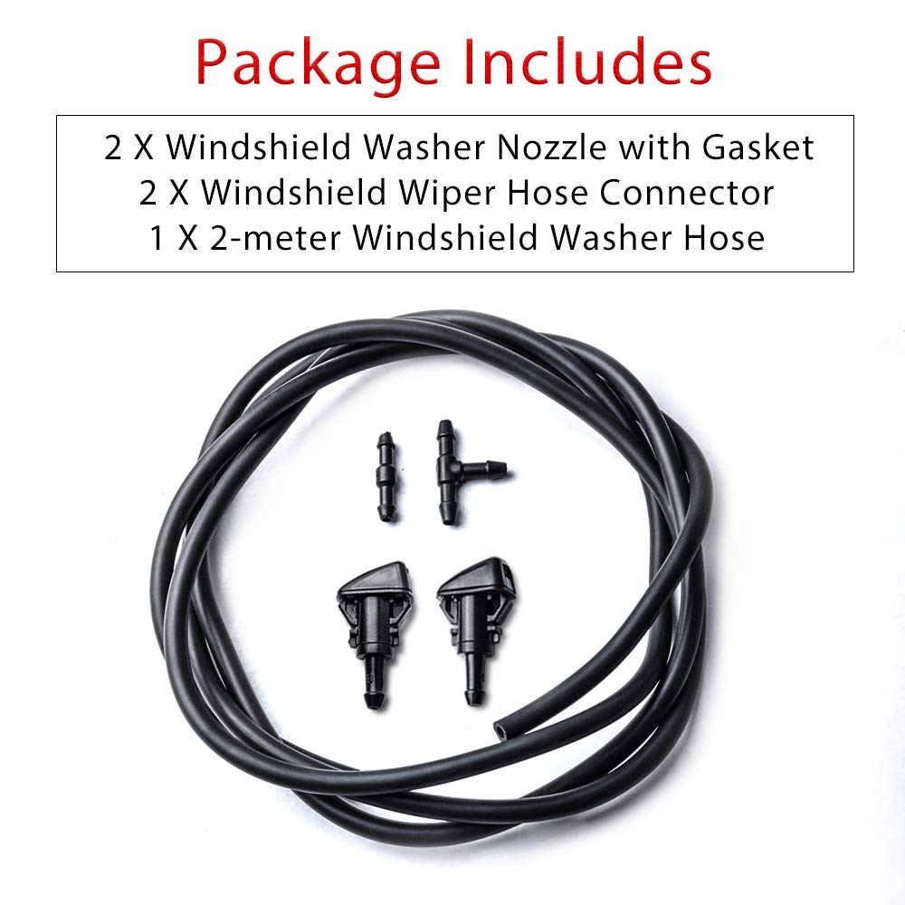 Windshield Washer Nozzles Kit, for Chrysler, Dodge, Jeep, Ram - OTUAYAUTO Washer Jet and Fluid Hose with Connector