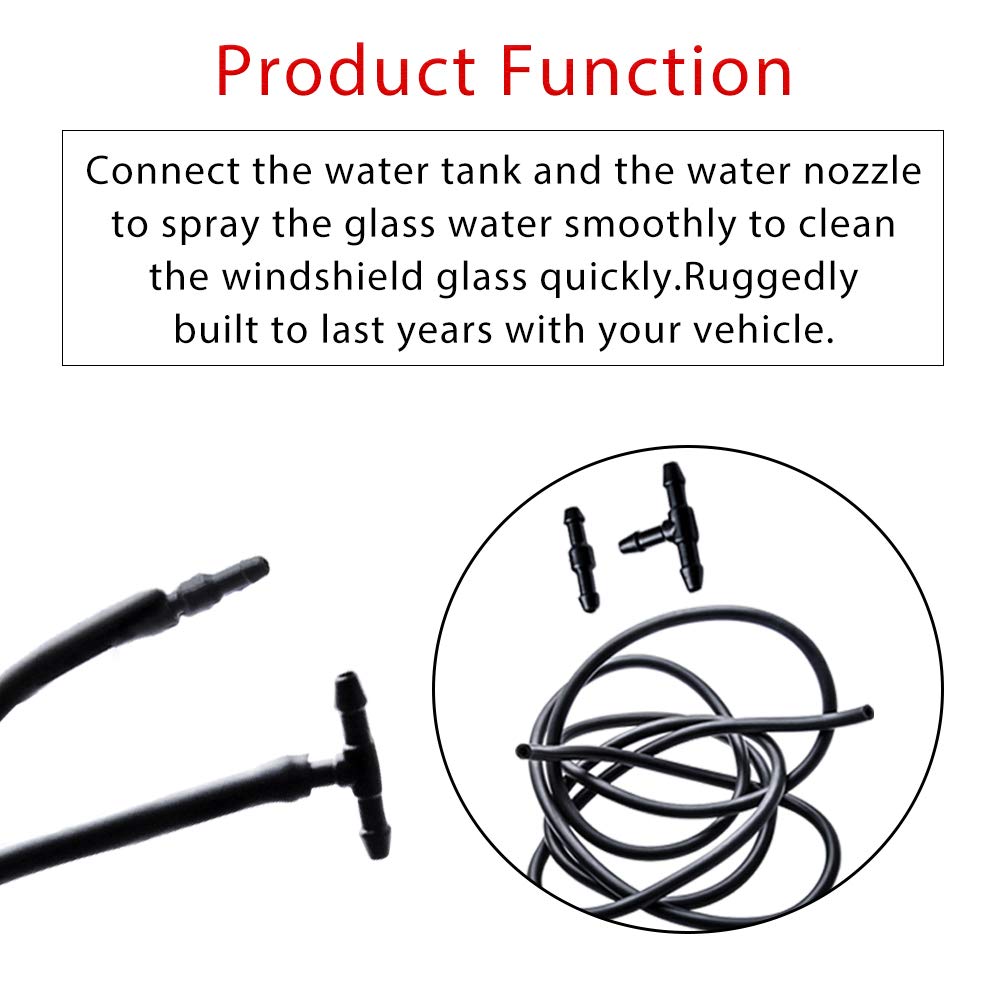 Windshield Washer Hose Kit, OTUAYAUTO Universal Washer Fluid Hose with Hose Connector (2 Meters Length)