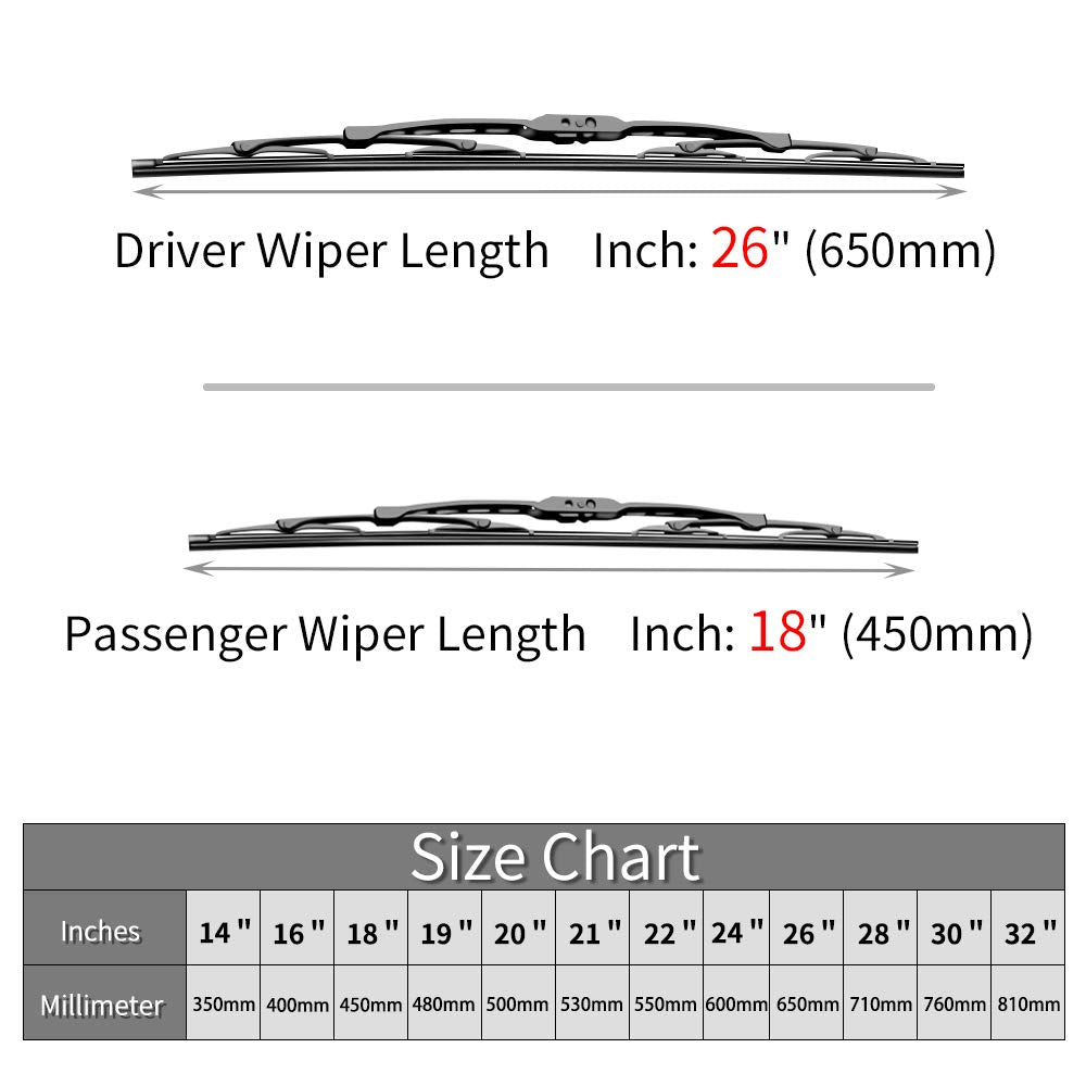 Windshield Wiper Blades Replacement for 2012-2017 Toyota Camry - 26"+18" Front Window Wiper - OTUAYAUTO Factory Aftermarket