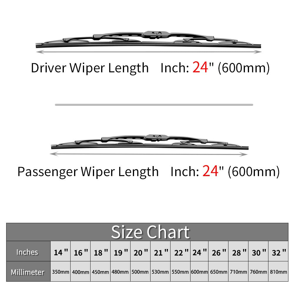 Replacement for Dodge Ram 1500, 2500, 3500, 4500 Windshield Wiper Blades - 24"+24" Front Window Wiper - fit 2002-2008 Vehicles - OTUAYAUTO Factory AftermarketAUTO Factory Aftermarket