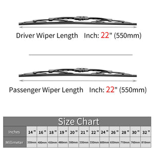 OTUAYAUTO 22" + 22" Windshield Wiper Blades, 2Pcs OEM Quality Front Window Wiper, J Hook, All Weather Visit the OTUAYAUTO Store