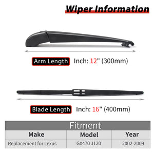 Replacement for Lexus GX470 J120 2002-2009, Rear Windshield Wiper Arm Blade Set - OTUAYAUTO Factory OEM Style