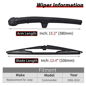 OTUAYAUTO Replacement for 2006-2010 Jeep Commander Rear Windshield Back Wiper Arm Blade Cover Cap