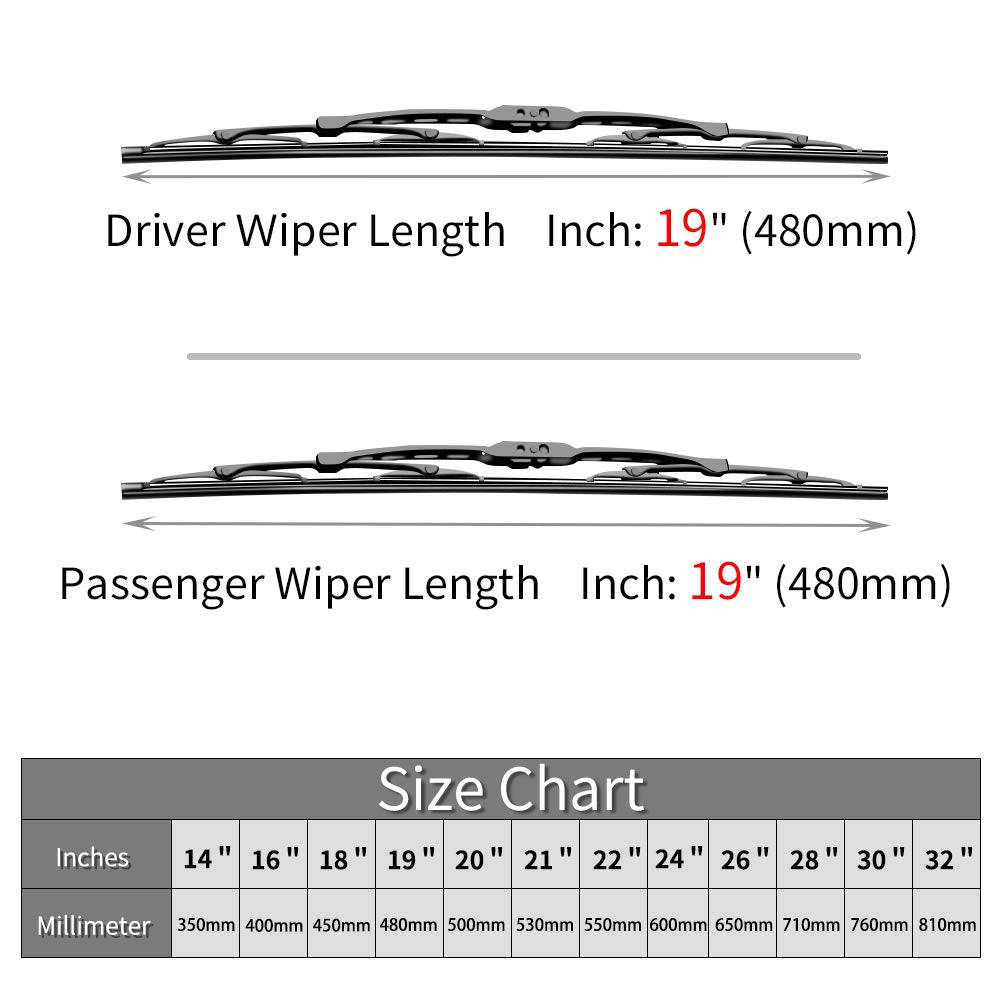 Compatible with Nissan Pathfinder Windshield Wiper Blades - 19"+19" Front Window Wiper - fit 1987-1995 Vehicles - OTUAYAUTO Factory Aftermarket