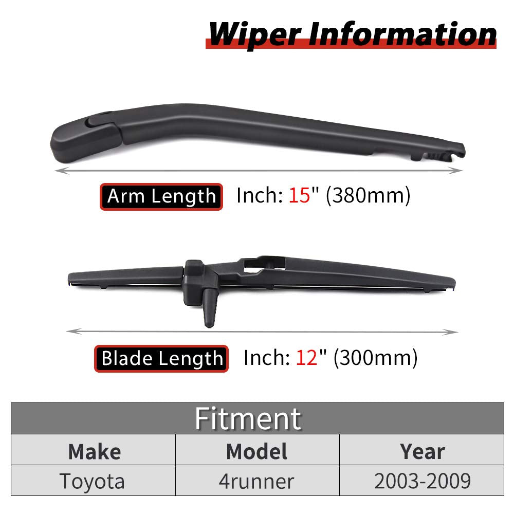 OTUAYAUTO 8524135031 Rear Wiper Arm Blade Set, Replacement for Toyota 4Runner 2003-2009