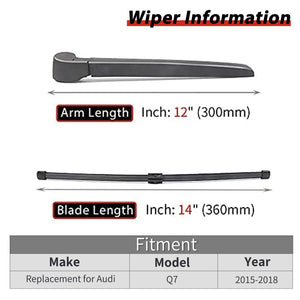 Compatible with AUDI Q7 2015-2018, Rear Windshield Back Wiper Arm blade Set - OTUAYAUTO Factory OEM Replacement 8R0955407