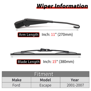 Replacement for Escape 2001-2007, Rear Windshield Back Wiper Arm blade Set - OTUAYAUTO Factory OEM Replacement 2L8Z17526-AA