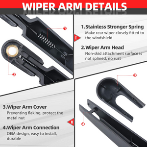 OTUAYAUTO Rear Windshield Wiper Arm Blade Kit - Replacement for Hyundai Veloster 2012-2017 - [New] OEM # 988112V000