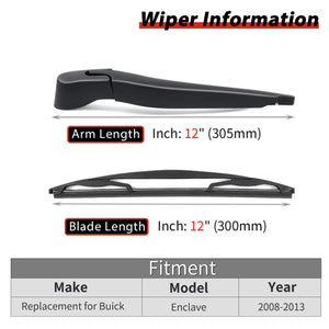 Replacement for 2008-2015 Buick Enclave Rear Windshield Back Wiper Arm Blade Complete Set Visit the OTUAYAUTO Store