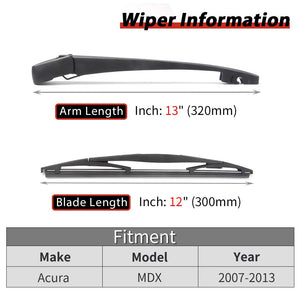 Replacement for Acura MDX 2007-2013, Rear Windshield Wiper Arm Blade Set - OTUAYAUTO Factory OEM Style 76720STXA01