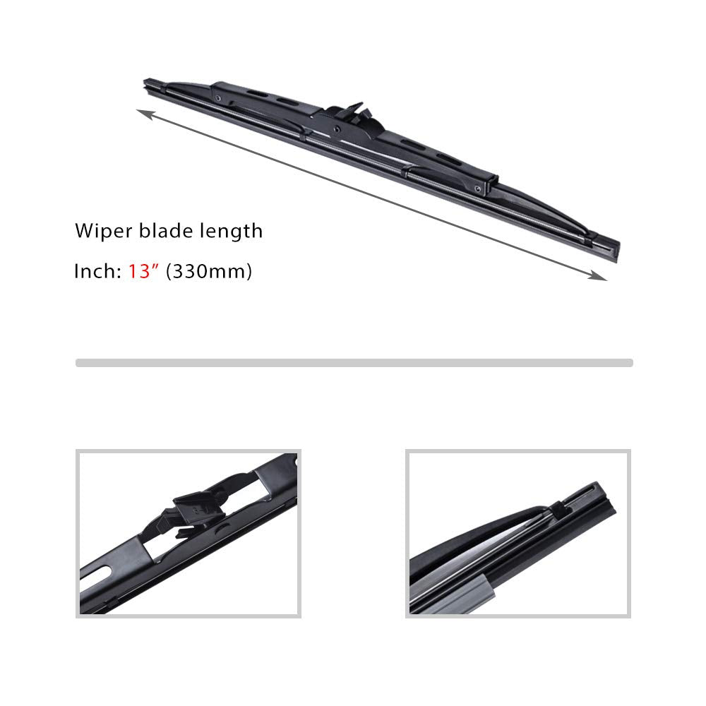 OTUAYAUTO Rear Windshield Wiper Blades - 2 Pieces of 13" Car Back Window Wiper - Replacement for Jeep, Honda, Cadillac, Ford, Chevy, GMC, Kia, VW, Toyota