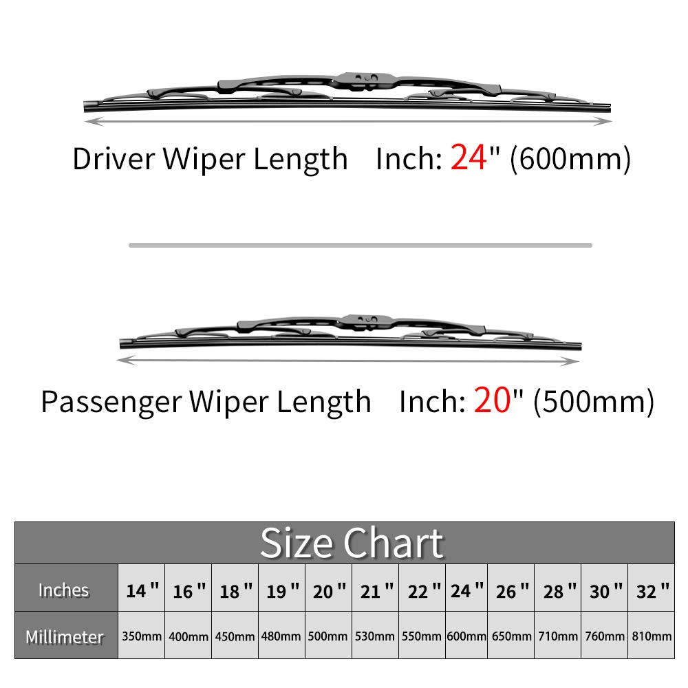 For Mercury Sable Windshield Wiper Blades - 24"+20" Front Window Wiper - fit 1996-2005 Vehicles - OTUAYAUTO Factory Aftermarket