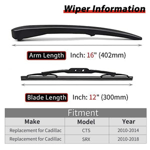 Replacement for Cadillac SRX 2010-2018, CTS 2010-2014 Vehicles, Rear Windshield Back Wiper Arm Blade Set - OTUAYAUTO Factory OEM Replacement 20825881