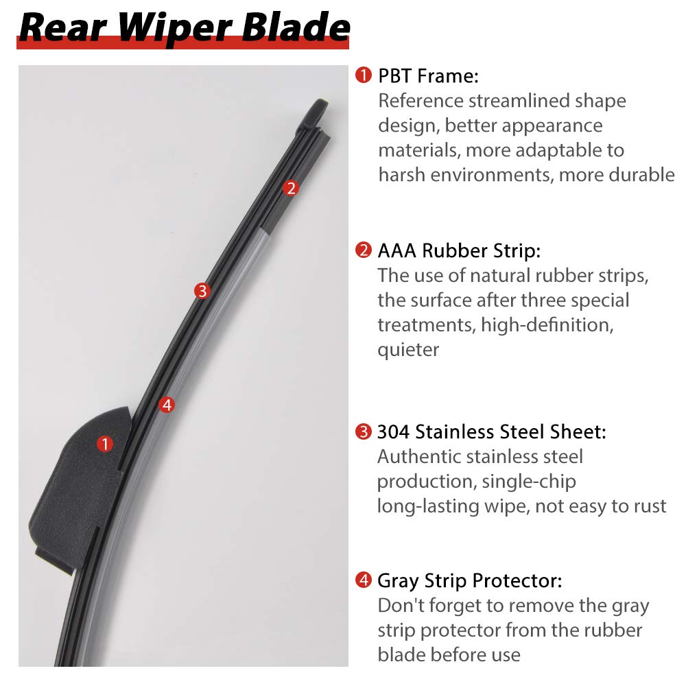 OTUAYAUTO Rear Wiper Blade Replacement for 2014-2018 Kia Forte Hatchback 5door, Back Windshield Wiper, Replacement# 98850A7000