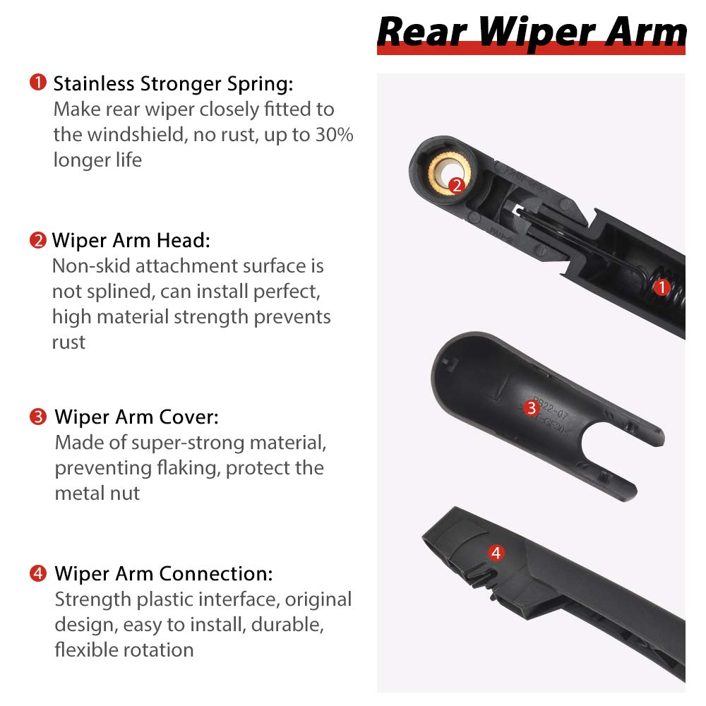 OTUAYAUTO Rear Windshield Wiper Arm Blade Set Replacement for Volvo