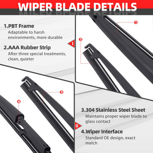 Replacement For SCION XB 2004-2006, Rear Windshield Wiper Back Arm Blade Set - OTUAYAUTO Factory OEM Style