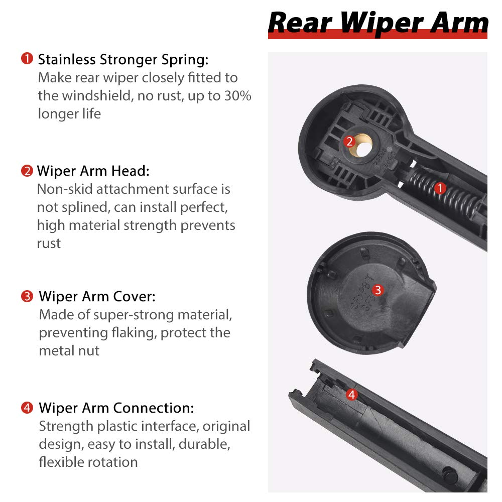 Rear Windshield Back Wiper Arm Blade Set for JEEP Grand Cherokee 2005 2006 2007 2008 2009 2010 OE:05139836AB