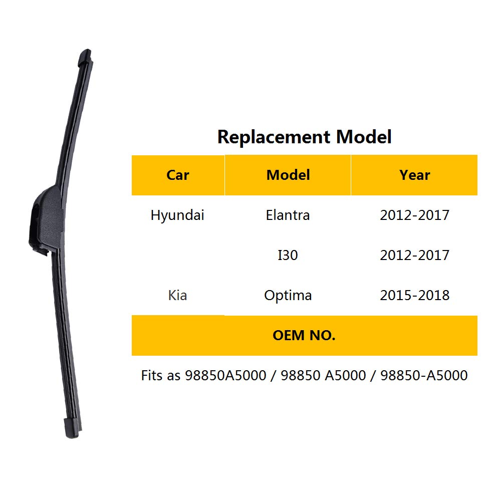 OTUAYAUTO Rear Windshield Wiper Blades - 2 Pieces of 13" Car Back Window Wiper - for Hyundai Elantra GT, I30 2012 2013 2014 2015 2016 2017