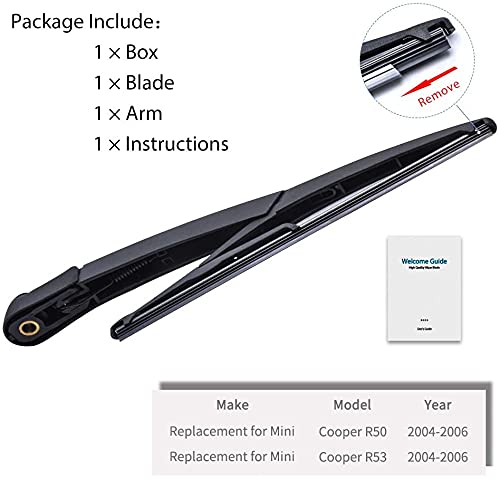 Replacement for Mini Cooper R50 R53 2004 2005 2006 Vehicles, Rear Windshield Back Wiper Arm Blade Set - OTUAYAUTO Factory OEM 61627129279