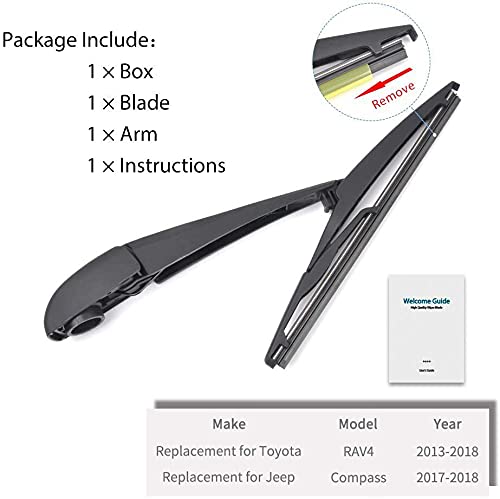 OTUAYAUTO 85242-42040 Rear Windshield Wiper Arm Blade Set - Replacement for Toyota RAV4 2013-2018, Jeep Compass 2017-2018