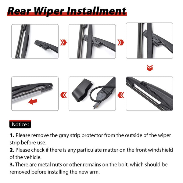 OTUAYAUTO 15277756 Rear Wiper Arm Blade Set For Chevrolet Tahoe Subu