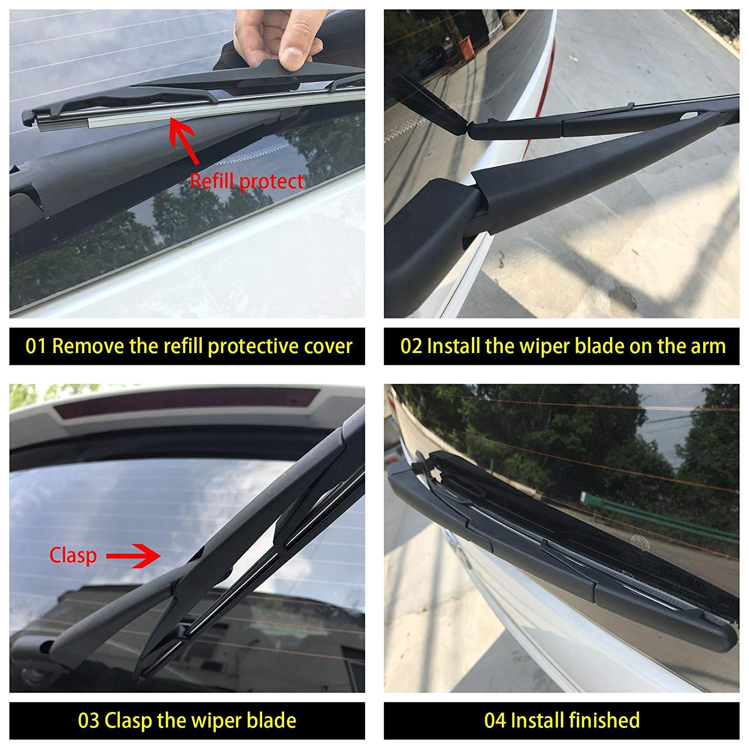 OTUAYAUTO Rear Windshield Wiper Blades - 2 Pieces of 12" Car Back Window Wiper - Replacement for Nissan Rogue Juke Pathfinder, Honda Civic, Infiniti QX60, Mercedes-Benz