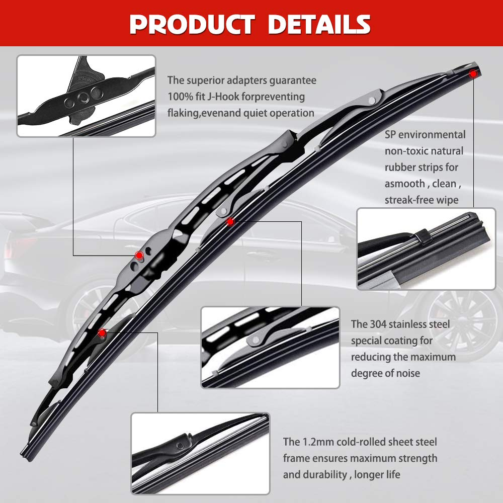Replacement for Dodge Ram 1500, 2500, 3500, 4500 Windshield Wiper Blades - 22"+22" Front Window Wiper - fit 2009-2018 Vehicles - OTUAYAUTO Factory Aftermarket