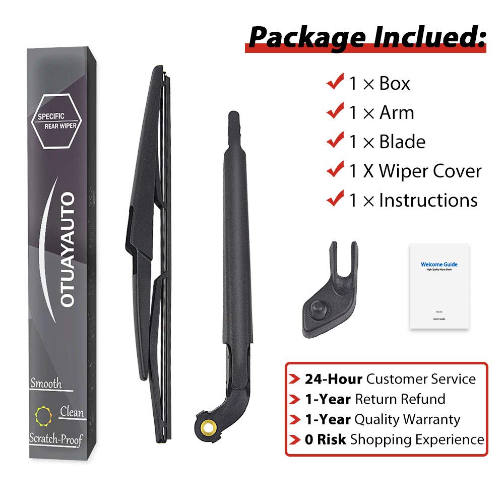 OTUAYAUTO Replacement for VOLVO V70 XC70 2004 2005 2006 2007 Rear Windshield Wiper Arm and Blade Kit OE:8662751 30753767