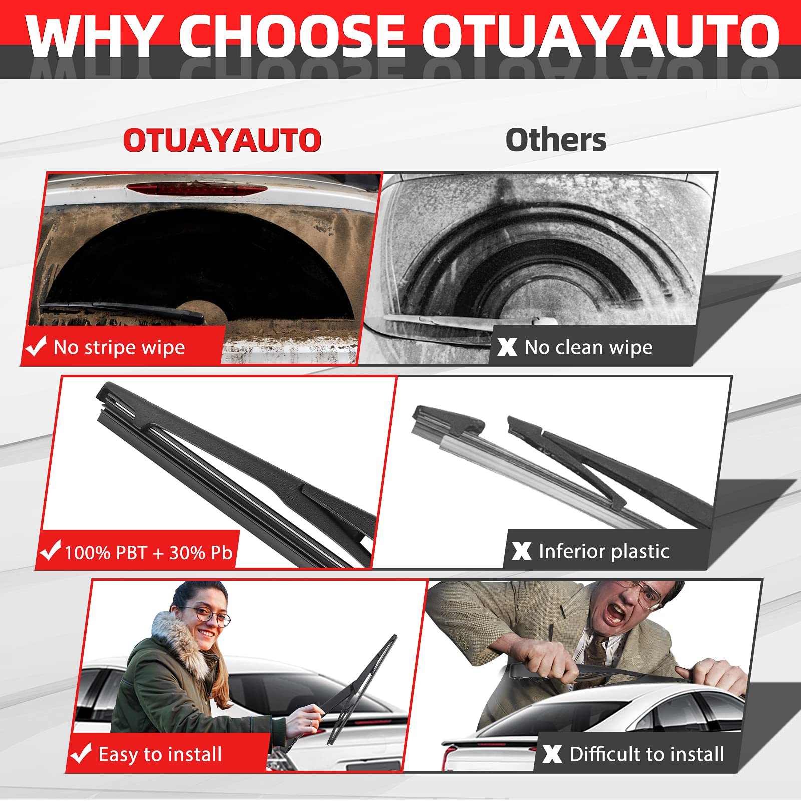 Rear Wiper Blade and Arm Set for Hyundai Santa Fe 2006-2012