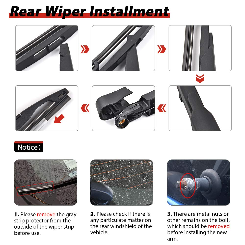 Replacement for 2008-2015 Buick Enclave Rear Windshield Back Wiper Arm Blade Complete Set Visit the OTUAYAUTO Store
