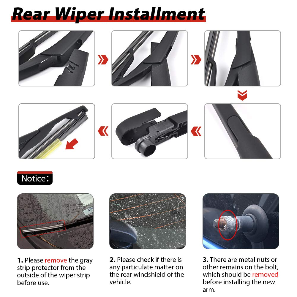 OTUAYAUTO Replacement for JEEP Rengade 2015-2017, Rear Windshield Wiper Arm and Blade Kit - Factory OEM Style: 68256590AA