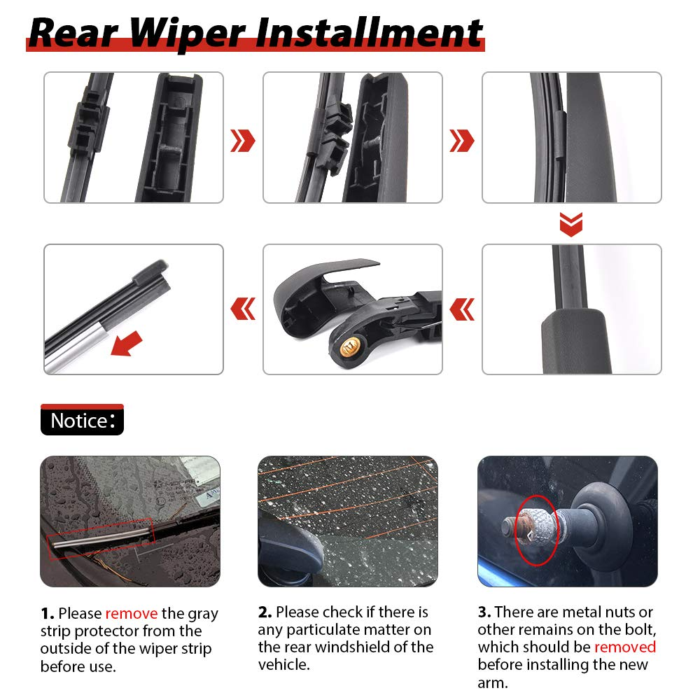 OTUAYAUTO Replacement for Ford Escape 2013-2018 Rear Windshield Back Wiper Arm Blade Set OEM BB5Z17526-C