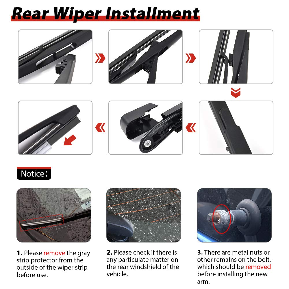 Replacement for Genuine GMC Acadia, Saturn Outlook 2007-2012, Rear Windshield Wiper Arm Blade Set - OTUAYAUTO Factory OEM Style 15276248
